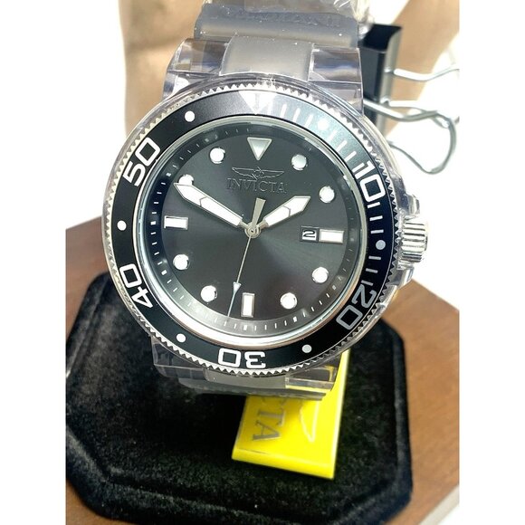 Invicta Men's Watch 32330 Pro Diver Black Dial Quartz Gray Rubber Strap Quartz - Picture 1 of 13